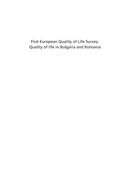 First European Quality of Life Survey