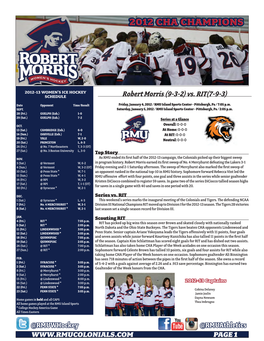 Robert Morris (9-3-2) Vs