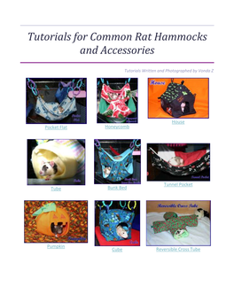 Tutorials for Common Rat Hammocks and Accessories