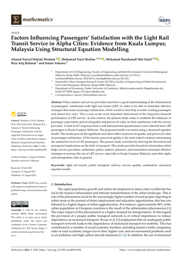 Factors Influencing Passengers' Satisfaction with the Light Rail