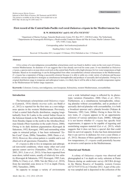 First Record of the Central Indo-Pacific Reef Coral Oulastrea Crispata in the Mediterranean Sea B