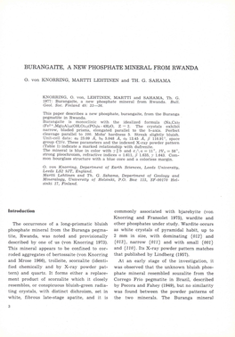 Burangaite, a New Phosphate Mineral from Rwanda