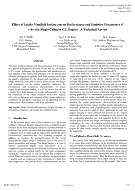 Effect of Intake Manifold Inclination on Performance and Emission Parameters of 4-Stroke Single Cylinder C.I