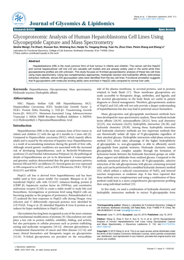 Glycoproteomic Analysis of Human Hepatoblastoma Cell Lines Using