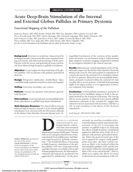 Acute Deep-Brain Stimulation of the Internal and External Globus Pallidus in Primary Dystonia Functional Mapping of the Pallidum