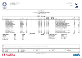 Team Roster チーム登録名簿 / Composition De L’Équipe As of FRI 23 JUL 2021