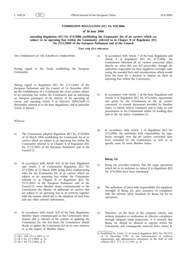 No 910/2006 of 20 June 2006 Amending Regulation (EC)