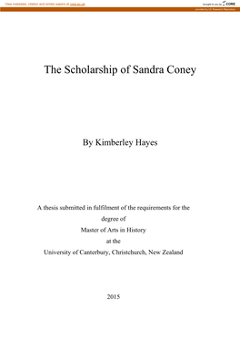 The Scholarship of Sandra Coney