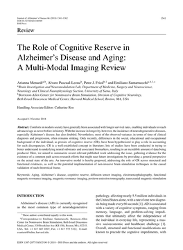 The Role of Cognitive Reserve in Alzheimer's Disease and Aging: A