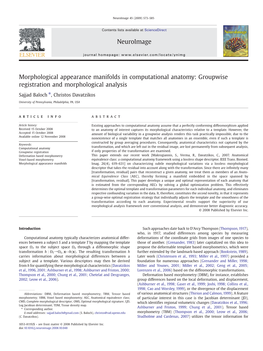 Morphological Appearance Manifolds in Computational Anatomy: Groupwise Registration and Morphological Analysis