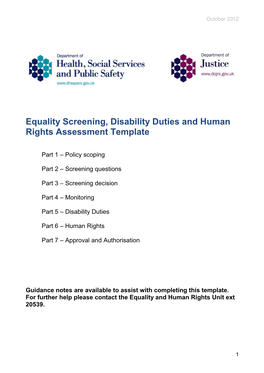 JOINT HEALTHCARE and CRIMINAL JUSTICE ACTION PLAN Equality Screeing