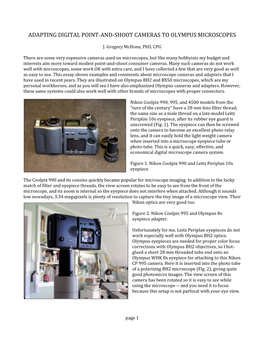 Adapting Digital Point-And-Shoot Cameras to Olympus Microscopes