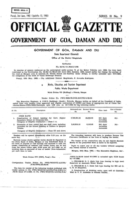 Official Gazette Government of Goa, Daman· and Diu