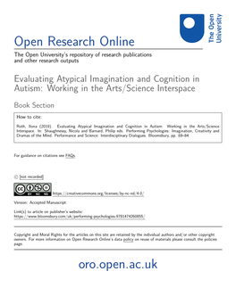 Evaluating Atypical Imagination and Cognition in Autism: Working in the Arts/Science Interspace