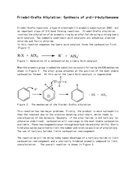 Friedel-Crafts Alkylation: Synthesis of P-Di-T-Butylbenzene