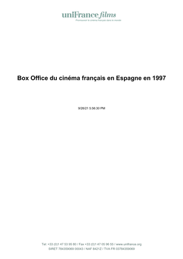 Box Office Du Cinéma Français En Espagne En 1997