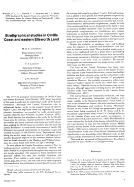 Stratigraphical Studies in Orville Coast and Eastern Ellsworth Land