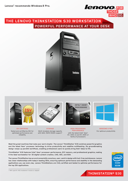 The Lenovo Thinkstation S30 Workstation Powerful Performance at Your Desk