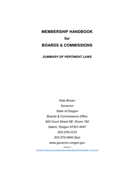 Membership Handbook Summary of Pertinent Laws