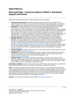 MS-HTML51]: Microsoft Edge / Internet Explorer HTML5.1 Standards Support Document