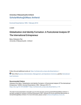 Globalization and Identity Formation: a Postcolonial Analysis of the International Entrepreneur