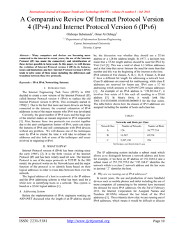 Ipv4) and Internet Protocol Version 6 (Ipv6