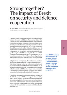 Strong Together? the Impact of Brexit on Security and Defence Cooperation
