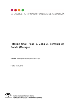 Informe Final. Fase 1. Zona 3. Serranía De Ronda (Málaga)