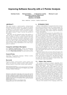 Improving Software Security with a C Pointer Analysis