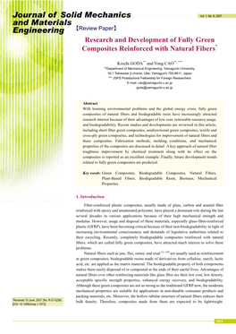 Journal of Solid Mechanics and Materials Engineering