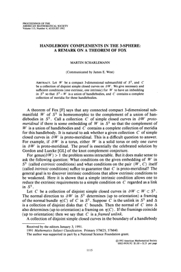 Handlebody Complements in the 3-Sphere: a Remark on a Theorem of Fox