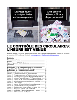 Le Contrôle Des Circulaires