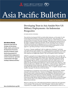 Developing Trust in Asia Amidst New US Military Deployments: an Indonesian Perspective