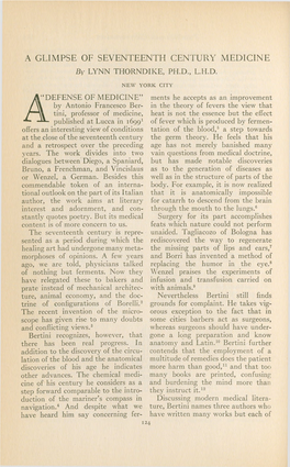 A GLIMPSE of SEVENTEENTH CENTURY MEDICINE by LYNN THORNDIKE, PH.D., L.H.D