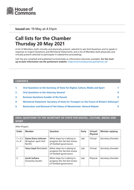 View Call List: Chamber PDF File 0.08 MB