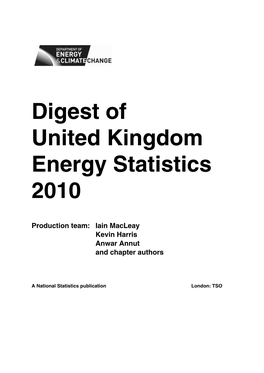 Digest of United Kingdom Energy Statistics 2010