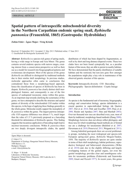 Spatial Pattern of Intraspecific Mitochondrial Diversity in The