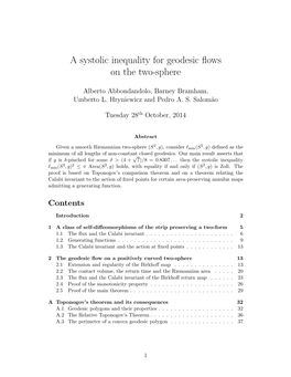 A Systolic Inequality for Geodesic Flows on the Two-Sphere