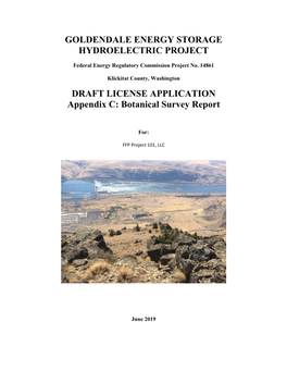 Goldendale Energy Storage Project Draft License Application
