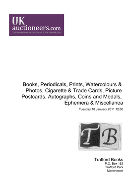 Books, Periodicals, Prints, Watercolours & Photos, Cigarette & Trade