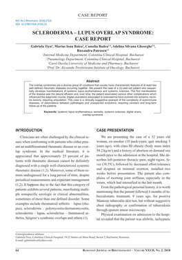 Scleroderma – Lupus Overlap Syndrome: Case Report