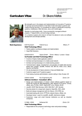 Curriculum Vitae Dr. Silvano Maffeis