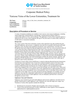 Varicose Veins of the Lower Extremities, Treatment For