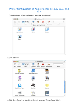 Printer Configuration of Apple Mac OS X 10.2, 10.3, and 10.4