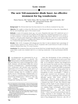 The New 940-Nanometer Diode Laser: an Effective Treatment for Leg Venulectasia