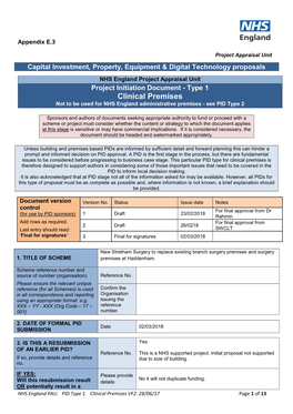 Clinical Premises Not to Be Used for NHS England Administrative Premises - See PID Type 2