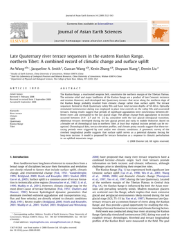 A Combined Record of Climatic Change and Surface Uplift