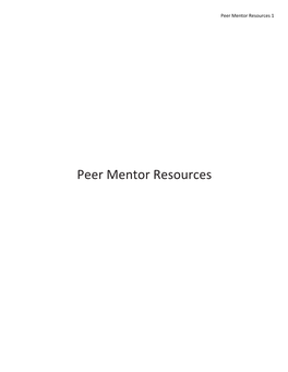 Peer Mentor Resources 1