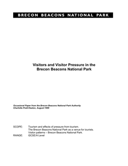 Visitors and Visitor Pressure in the Brecon Beacons National Park