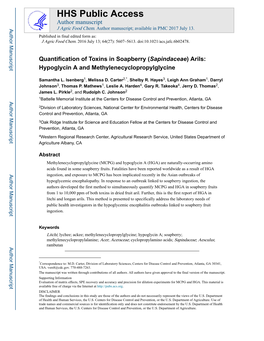 Hypoglycin a and Methylenecyclopropylglycine